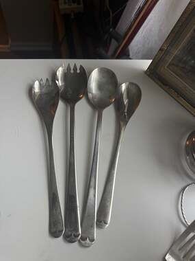 Vintage Silver Plated Sheffield England Salad Serving Utensils Set of 4